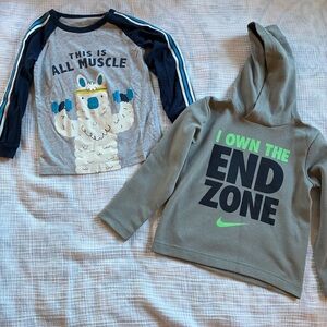Nike Dri-FIT Gray Hoodie and Carters llama shirt size 4